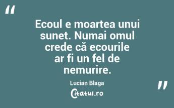 Ecoul e moartea unui sunet. Numai omul crede că ecourile ar fi un fel de nemurire. Lucian Blaga...