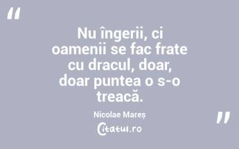 Nu îngerii, ci oamenii se fac frate cu dracul, doar, doar puntea o s-o treacă. Nicolae Mareș...