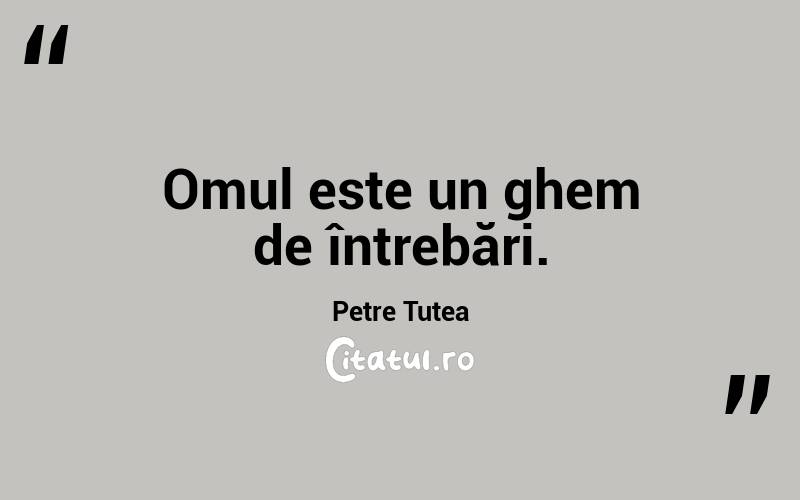 Omul este un ghem de întrebări. Petre Țuțea
