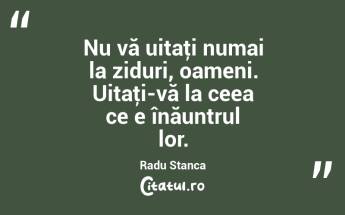 Nu vă uitaţi numai la ziduri, oameni. Uitaţi-vă la ceea ce e înăuntrul lor. Radu Stanca...