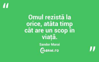 Omul rezistă la orice, atâta timp cât are un scop în viaţă. Sandor Marai...