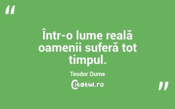 Într-o lume reală oamenii suferă tot timpul. Teodor Dume...