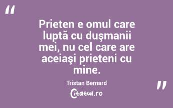 Prieten e omul care luptă cu duşmanii mei, nu cel care are aceiaşi prieteni cu mine. Tristan Bernard...