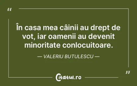 În casa mea câinii au drept de vot, ia...