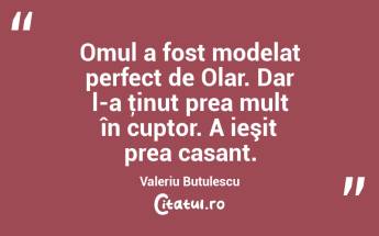 Omul a fost modelat perfect de Olar. Dar l-a ţinut prea mult în cuptor. A ieşit prea casant. Valeriu Butulescu...