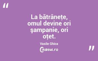 La bătrâneţe, omul devine ori şampanie, ori oţet. Vasile Ghica...