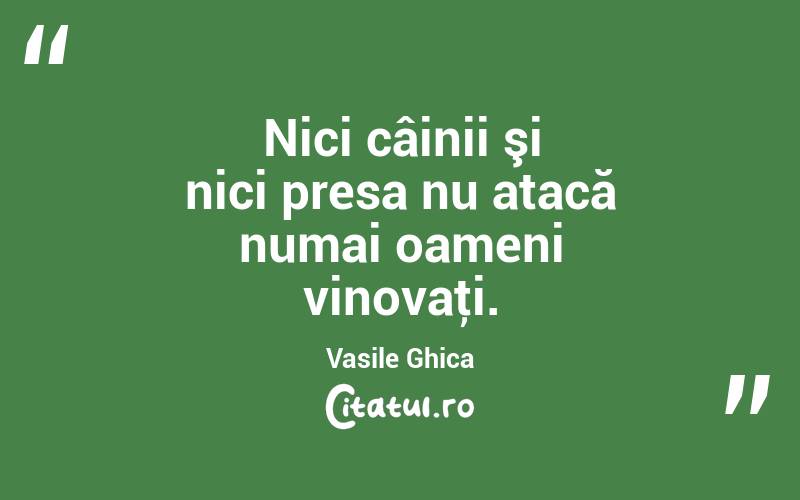 Nici câinii şi nici presa nu atacă numai oameni vinovaţi. Vasile Ghica