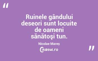 Ruinele gândului deseori sunt locuite de oameni sănătoşi tun. Nicolae Mareș...