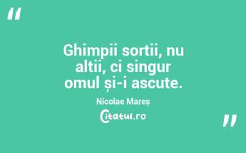 Ghimpii sorții, nu alții, ci singur omul și-i ascute. Nicolae Mareș...