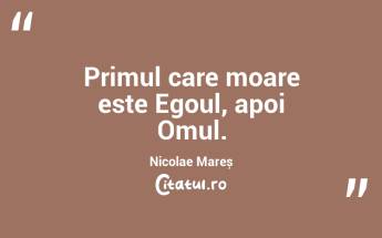 Primul care moare este Egoul, apoi Omul. Nicolae Mareș...