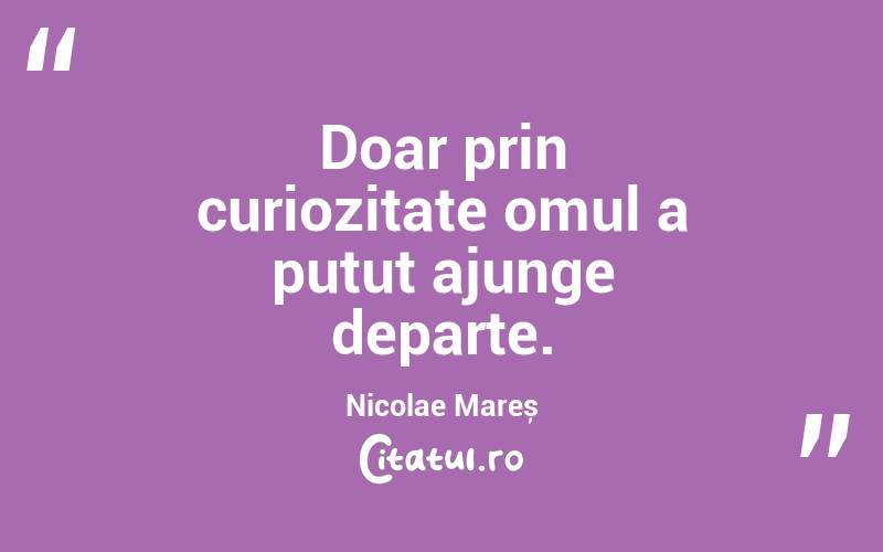 Doar prin curiozitate omul a putut ajunge departe. Nicolae Mareș
