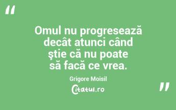 Omul nu progresează decât atunci când ştie că nu poate să facă ce vrea. Grigore Moisil...
