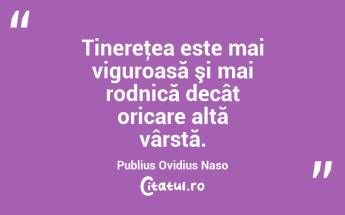 Tinereţea este mai viguroasă şi mai rodnică decât oricare altă vârstă. Publius Ovidius Naso...