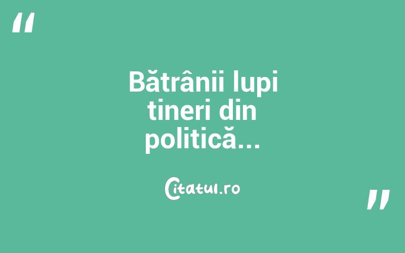 Bătrânii lupi tineri din politică... 
