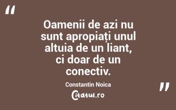 Oamenii de azi nu sunt apropiaţi unul altuia de un liant, ci doar de un conectiv. Constantin Noica...