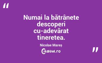 Numai la bătrânețe descoperi cu-adevărat tinerețea. Nicolae Mareș...