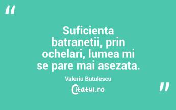 Suficienta batranetii, prin ochelari, lumea mi se pare mai asezata. Valeriu Butulescu...