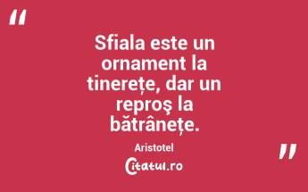 Sfiala este un ornament la tinereţe, dar un reproş la bătrâneţe. Aristotel...