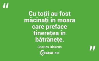  Cu toţii au fost măcinaţi în moara care preface tinereţea în bătrâneţe. Charles Dickens...