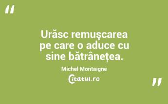 Urăsc remuşcarea pe care o aduce cu sine bătrâneţea. Michel Montaigne...