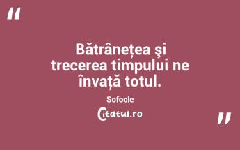 Bătrâneţea şi trecerea timpului ne învaţă totul. Sofocle...
