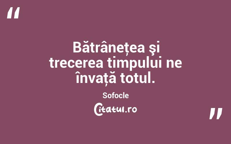 Bătrâneţea şi trecerea timpului ne învaţă totul. Sofocle
