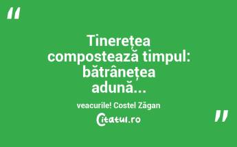 Tinereţea compostează timpul: bătrâneţea adună... veacurile! Costel Zăgan...