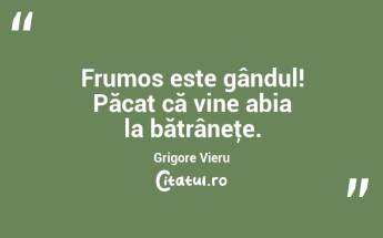 Frumos este gândul! Păcat că vine abia la bătrâneţe. Grigore Vieru...