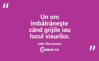 Un om îmbătrâneşte când grijile iau locul visurilor. John Barrymore...