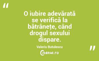 O iubire adevărată se verifică la bătrâneţe, când drogul sexului dispare. Valeriu Butulescu...