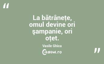 La bătrâneţe, omul devine ori şampanie, ori oţet. Vasile Ghica...