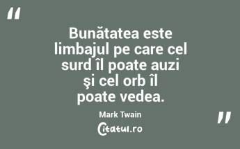 Bunătatea este limbajul pe care cel surd îl poate auzi şi cel orb îl poate vedea. Mark Twain...