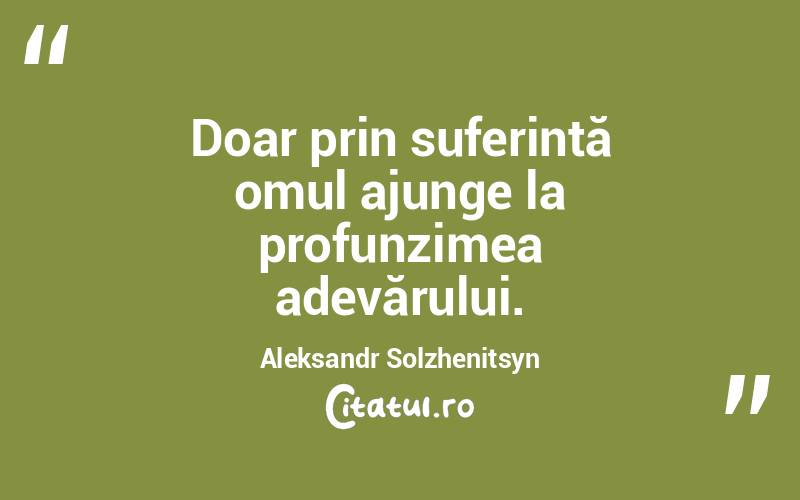 Doar prin suferință omul ajunge la profunzimea adevărului. Aleksandr Solzhenitsyn
