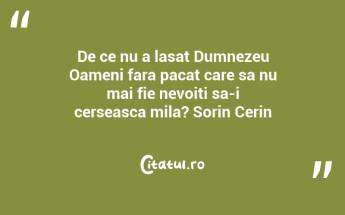 De ce nu a lasat Dumnezeu Oameni fara pacat care sa nu mai fie nevoiti sa-i cerseasca mila? Sorin Cerin...