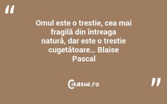 Omul este o trestie, cea mai fragilă din întreaga natură, dar este o trestie cugetătoare… Blaise Pascal...