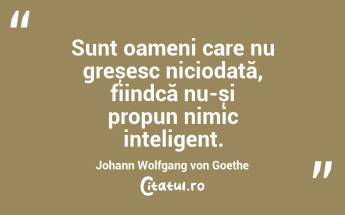 Sunt oameni care nu greșesc niciodată, fiindcă nu-și propun nimic inteligent. Johann Wolfgang von Goethe...