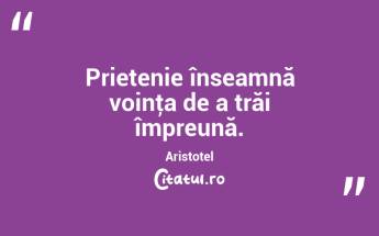 Prietenie înseamnă voinţa de a trăi împreună. Aristotel...