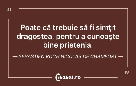Poate că trebuie să fi simţit dragost...