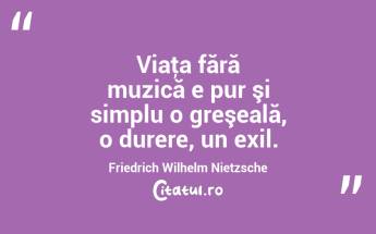 Viaţa fără muzică e pur şi simplu o greşeală, o durere, un exil. Friedrich Wilhelm Nietzsche...
