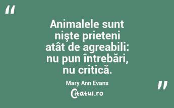 Animalele sunt nişte prieteni atât de agreabili: nu pun întrebări, nu critică. Mary Ann Evans...