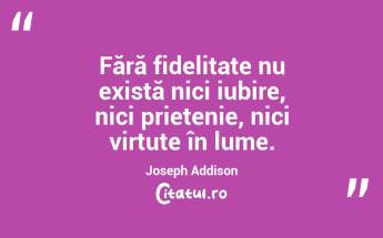 Fără fidelitate nu există nici iubire, nici prietenie, nici virtute în lume. Joseph Addison...