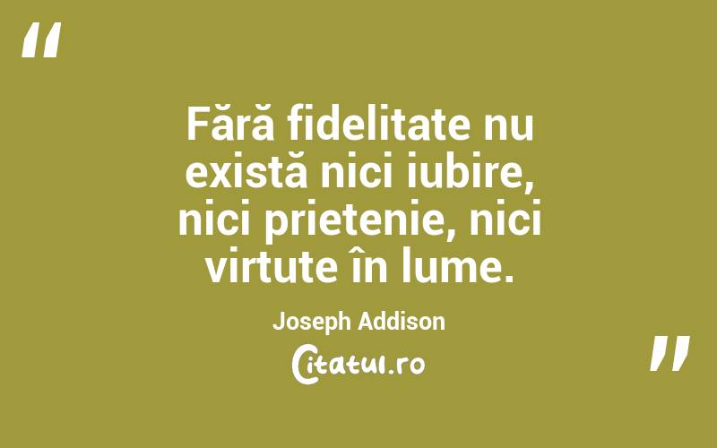 Fără fidelitate nu există nici iubire, nici prietenie, nici virtute în lume. Joseph Addison
