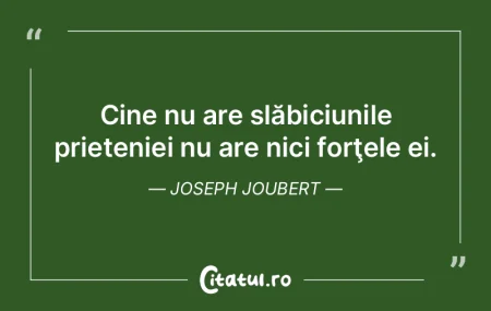 Cine nu are slăbiciunile prieteniei nu ...