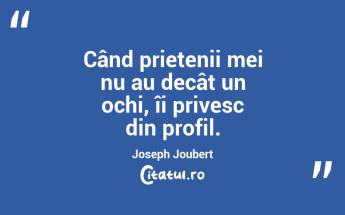 Când prietenii mei nu au decât un ochi, îi privesc din profil. Joseph Joubert...