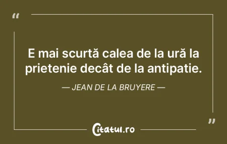 E mai scurtă calea de la ură la priete...