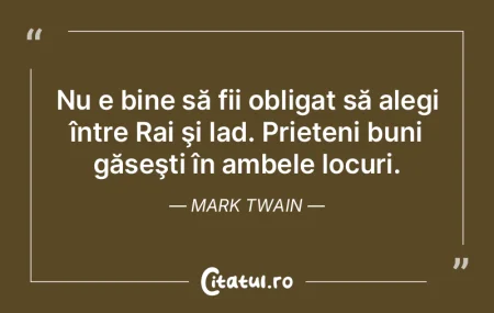 Nu e bine să fii obligat să alegi înt...