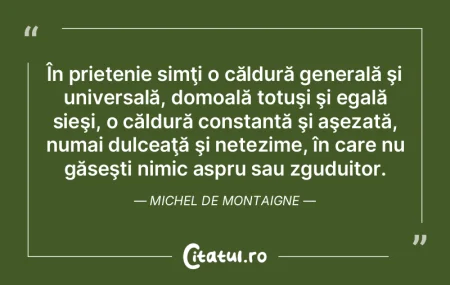 În prietenie simţi o căldură general...