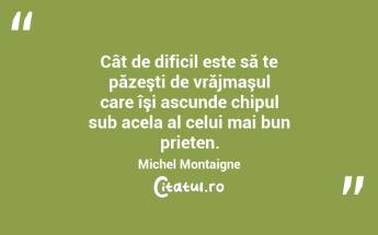 Cât de dificil este să te păzeşti de vrăjmaşul care îşi ascunde chipul sub acela al celui mai bun prieten. Michel Montaigne...