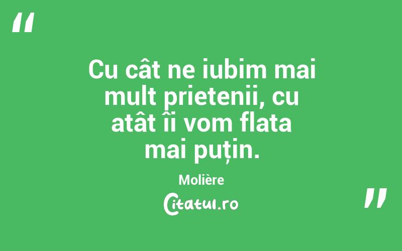 Cu cât ne iubim mai mult prietenii, cu atât îi vom flata mai puţin. Molière

