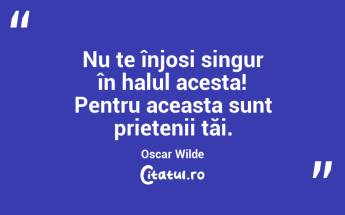  Nu te înjosi singur în halul acesta! Pentru aceasta sunt prietenii tăi. Oscar Wilde...